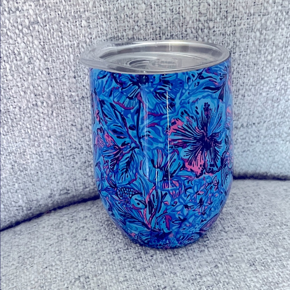 Lilly Pulitzer NEW Shells n Bells 12oz stainless steel stemless wine tumbler